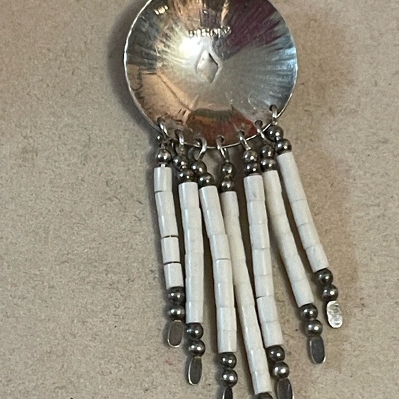 VTG Native American style pendant sterling silver white shell tube beads - Picture 4 of 5